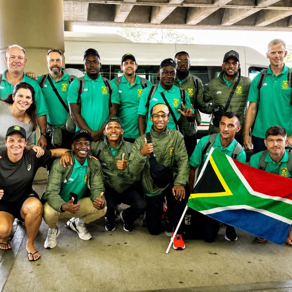 SADRA team arriving with the South African flag